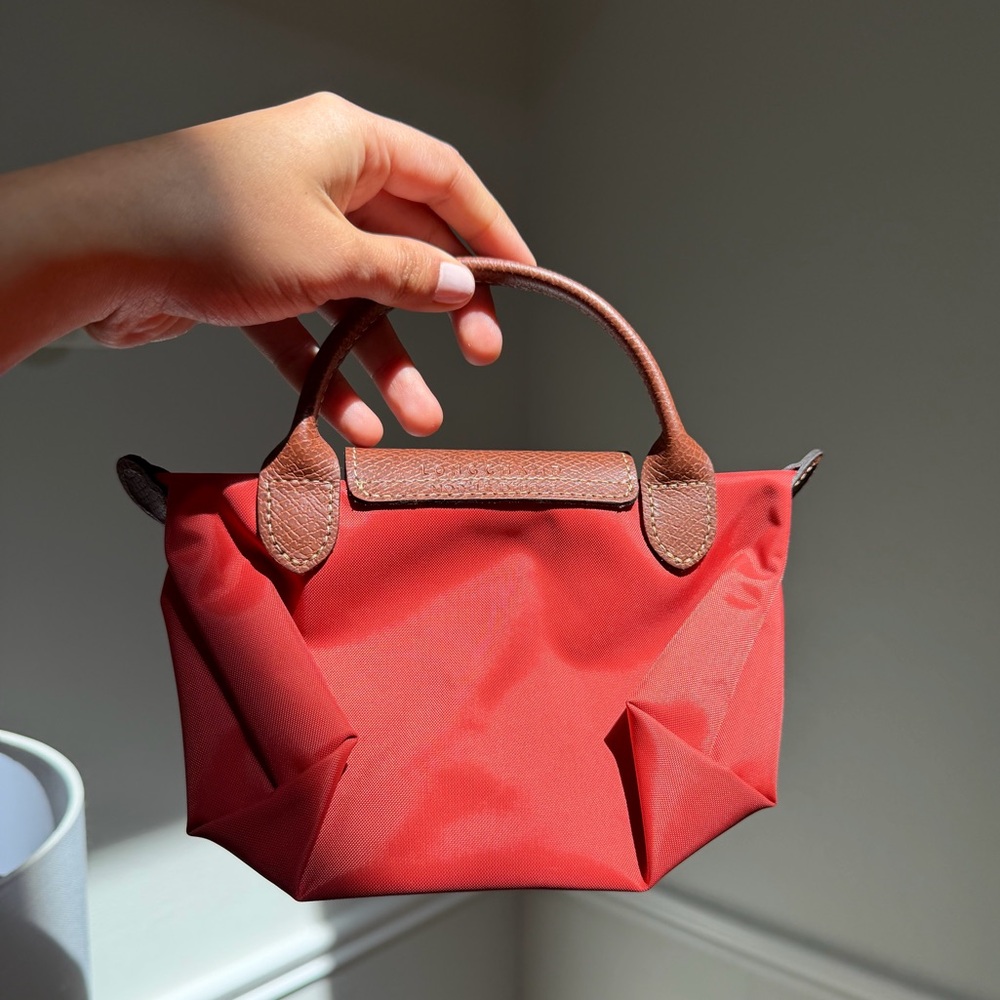 Longchamp Coral Pink Mini Le Pliage Top-Handle Bag - Picture 4 of 9